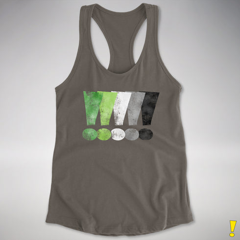 Distressed Aromantic Pride Exclamation Points Women's Racerback Tank - Dark Grey